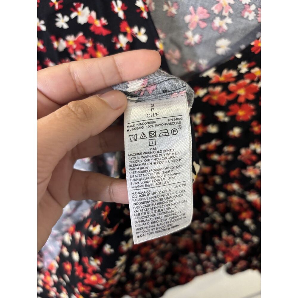 Gap Black Floral V-Back Mini Shift Dress Size Small - Picture 4 of 4